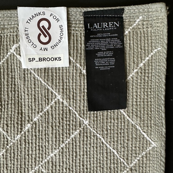 🎁Ralph Lauren Bath Rug - 21” x 34”- Gray & White- Skid Resistant- Cotton - Picture 4 of 6
